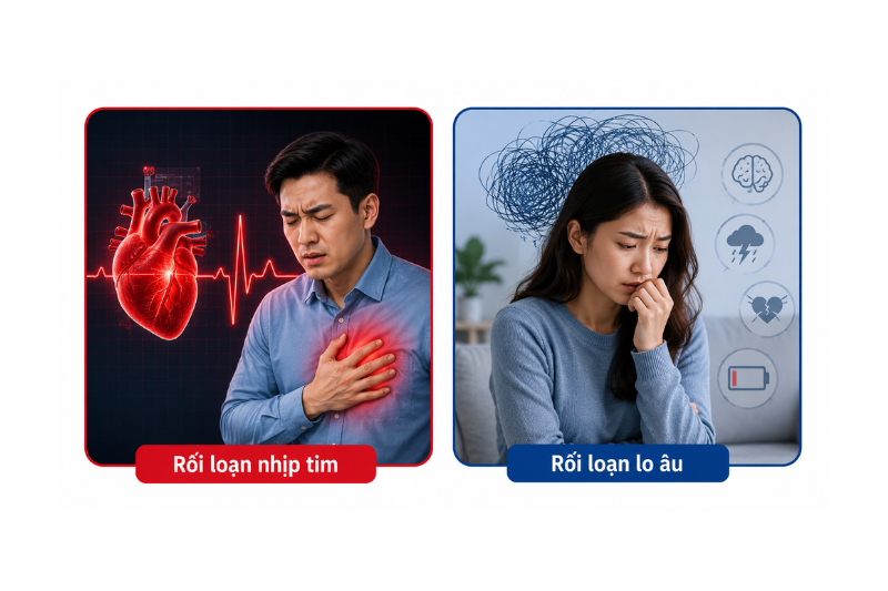 phân biệt rối loạn nhịp tim và rối loạn lo âu